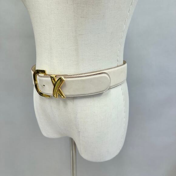 Paloma Picasso Signature "X" Beige Leather Belt Gold
Size Large L/80 Italy - Picture 9 of 16